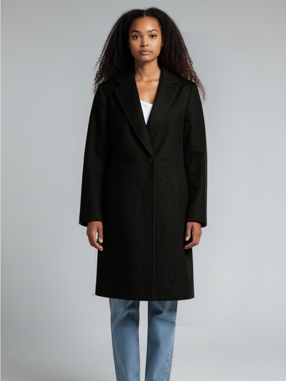 Aritzia Babaton The Stedman Wool Coat Charcoal Herringbone S